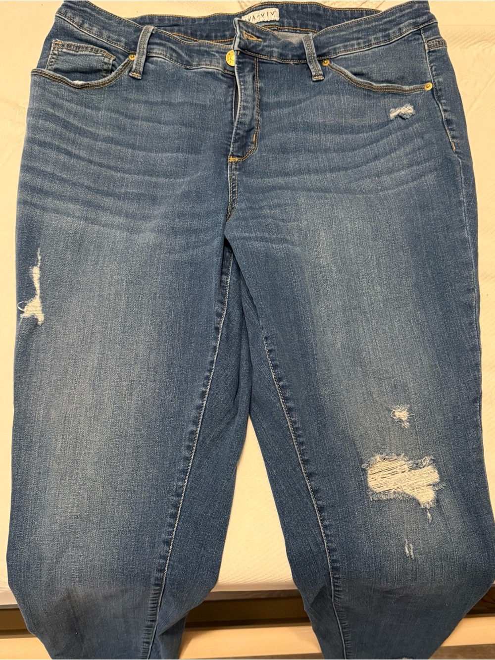 Ava & Viv Women's Distressed Skinny Jeans - Blue